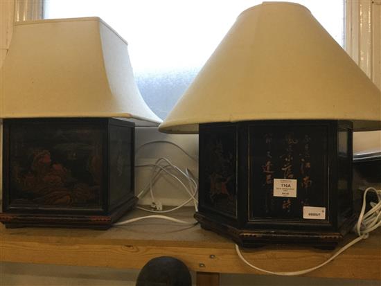 Pair of Chinese painted lamps